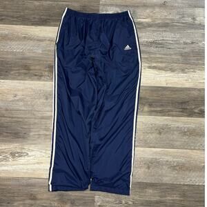 Vintage Y2K Adidas‎ Striped Blue White Mens 2XL Tear Away Snap Swishy Trackpants